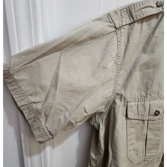 L.L Bean Buzz Off Insect Repellent Tan Short Sleeve Button Up Cotton Size M REG - Picture 5 of 8